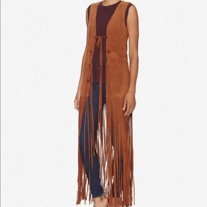 INTERMIX FRINGED SUEDE VEST